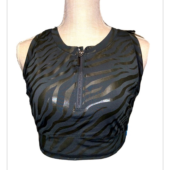 Tahari sport half zip sport bra coated zebra new with tags - Picture 3 of 7